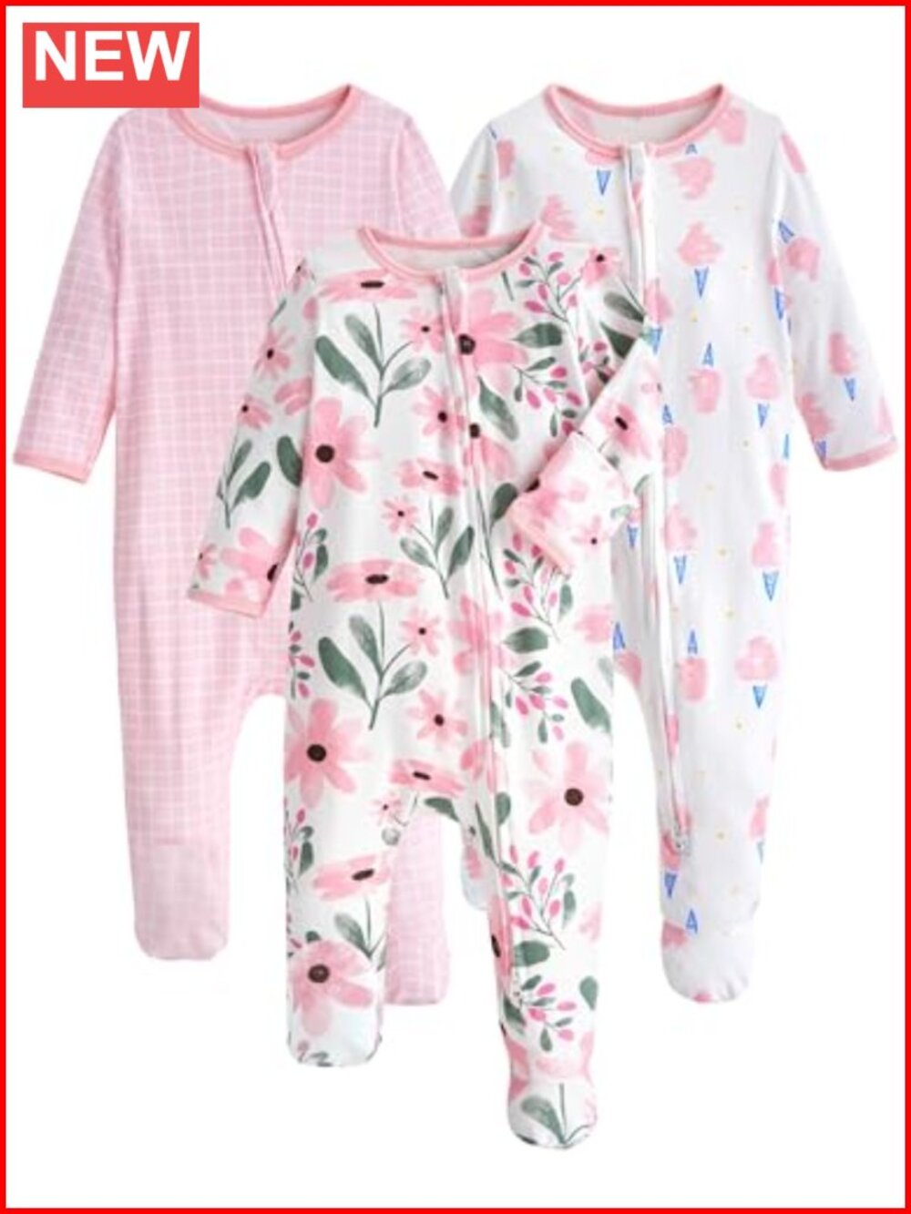 Organic Cotton Baby Footie Pajamas 2-Way Zip Sleeper Newborn